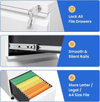 MIIIKO 2 Drawer File Cabinet on Wheels, Home Office Mobile File Drawers Under - Image 8
