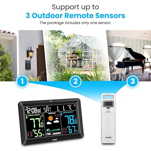 Weather Station Atomic Clock Indoor Outdoor Thermometer Wireless, Barometer - Image 5