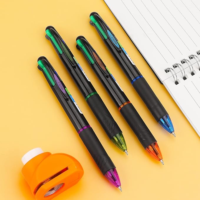Bribobo 4 Pack Multicolor Ballpoint Pens 4-in-1 0.7mm Colored Retractable - Image 6