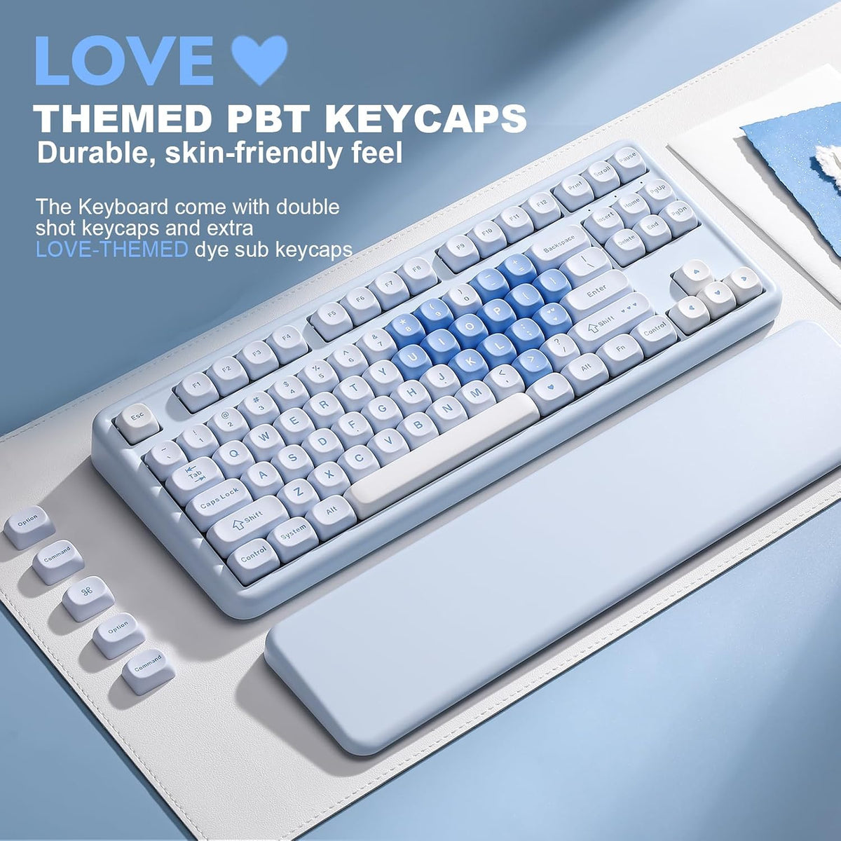 YUNZII B87 TKL Wireless Mechanical Keyboard (Blue Heart,Milk Switch)