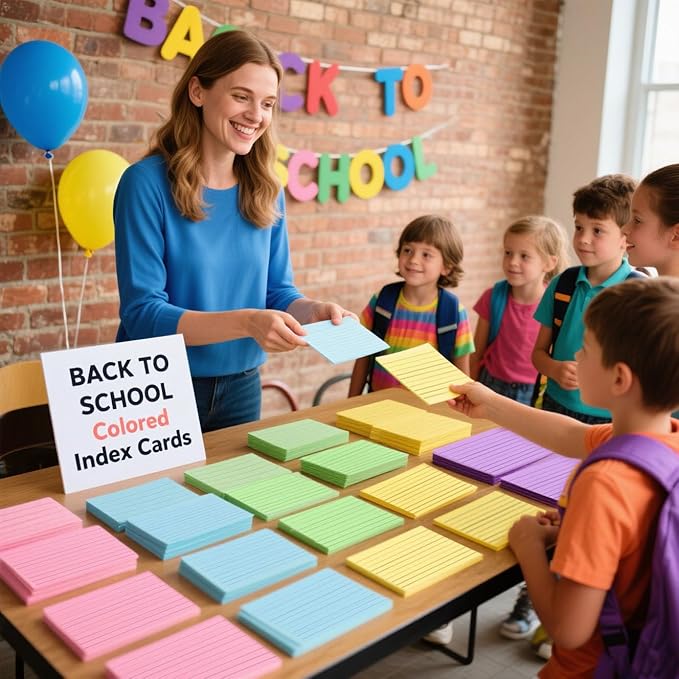 Koogel 1200PCS Index Cards 3x5, Colored Ruled Index Cards Bulk - Image 2