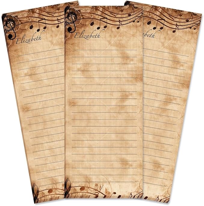 Sheet Music Personalized Lined Shopping List Pads by Current