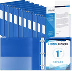 Henoyso 12 Pcs 3 Ring 1 Inch Binders Fits 8.5 x 11 Inch Letter Size Paper by Henoyso
