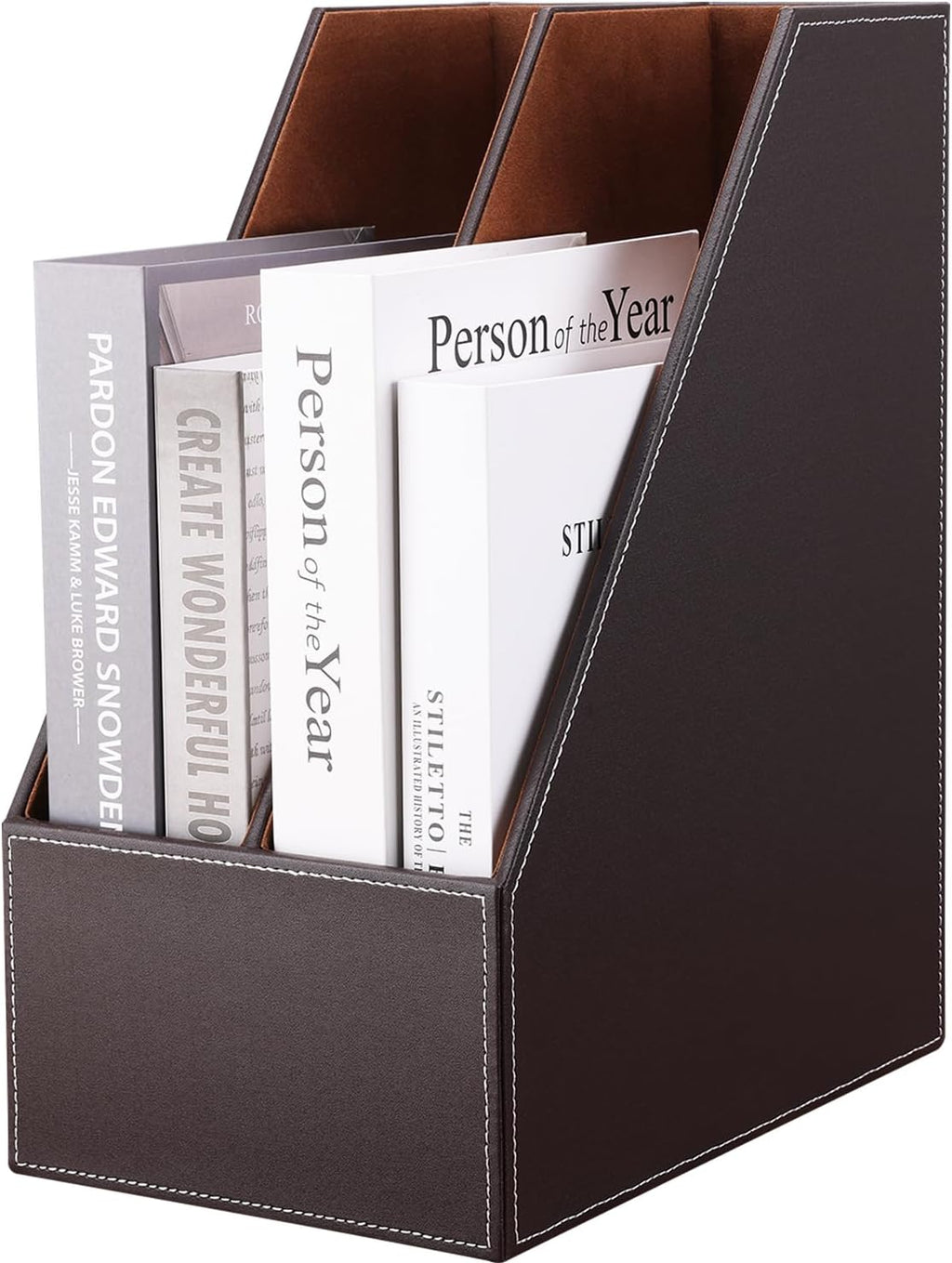 KINGFOM Wooden Leatherette Desktop File Folder Organizer and Document File