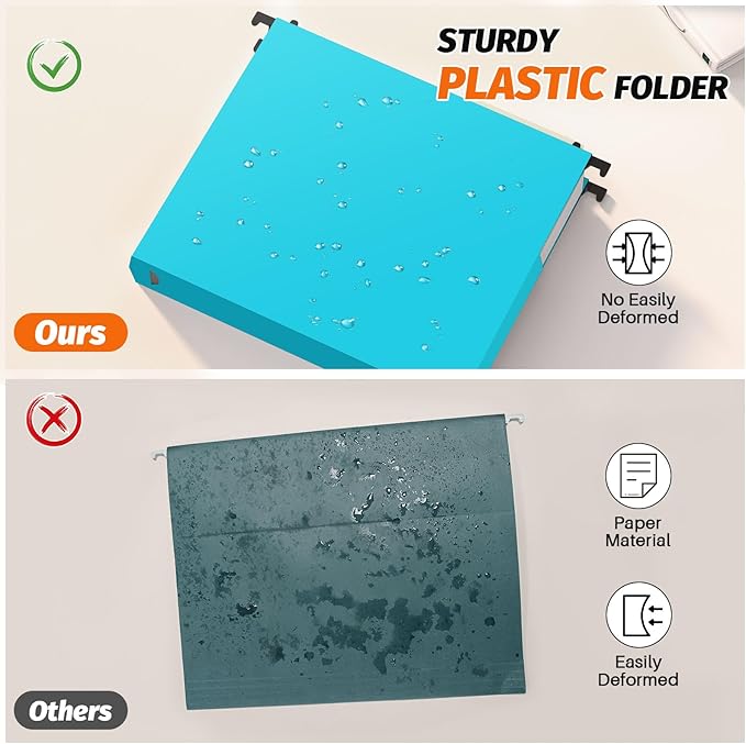 Shutex Extra Capacity Plastic Hanging File Folders, 12 Pack Reinforced - Image 2