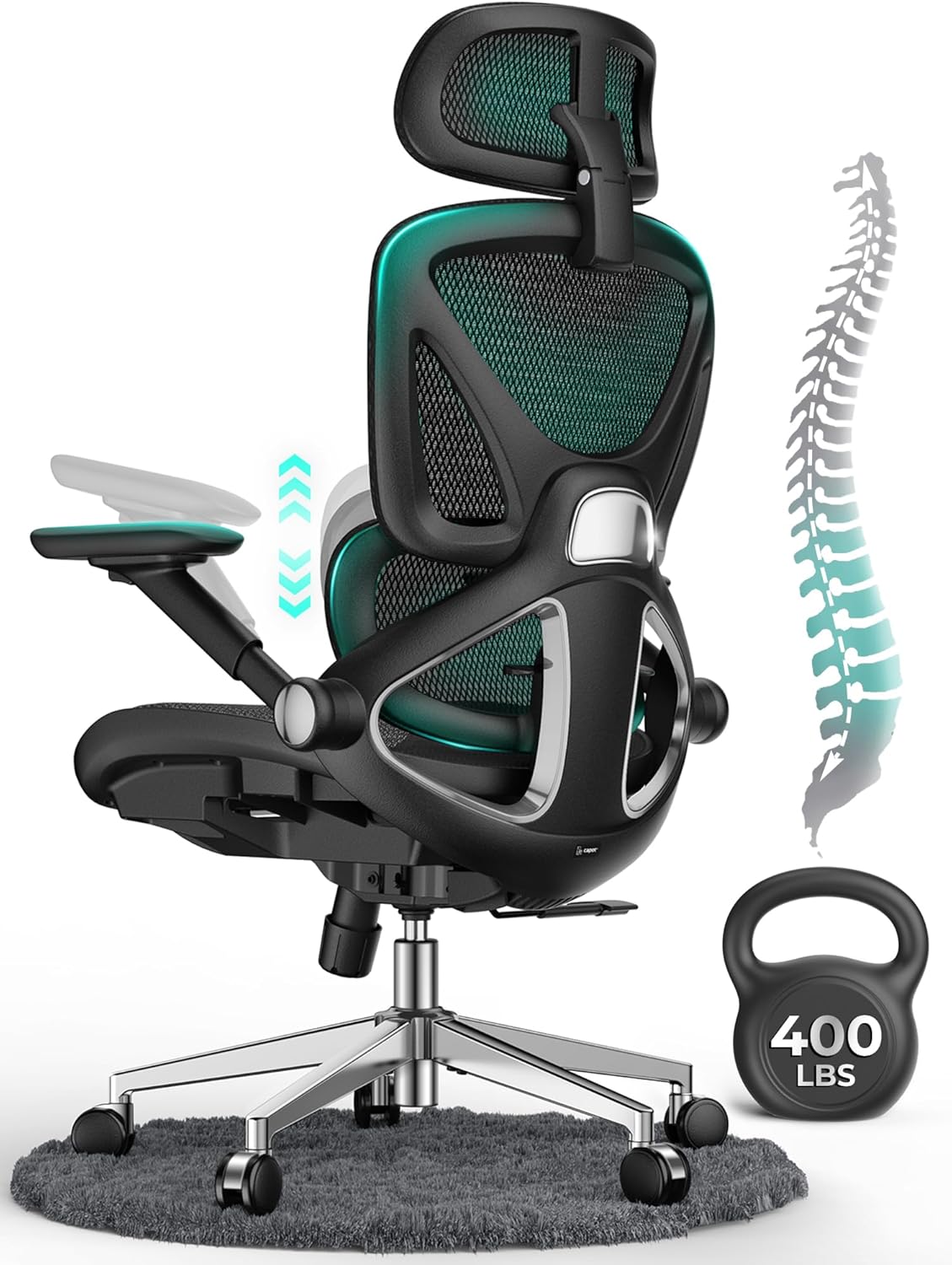 capot ergonomic mesh office chair, adjustable lumbar high, main product view