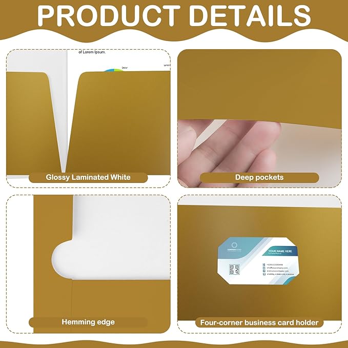 Yeaqee 100 Pack 2 Pockets Glossy Laminated Paper Folder First Day of School - Image 3