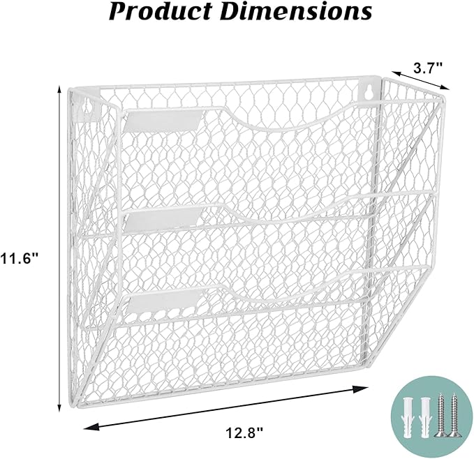 EASEPRES Mail Organizer Wall Mount Hanging File Holder Storage, Metal Chicken - Image 2