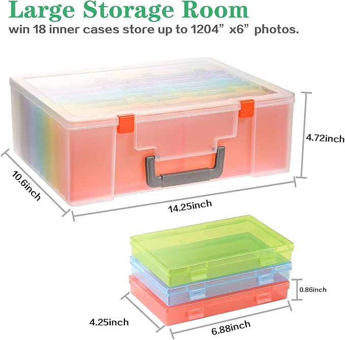Photo Storage Box 4x6, 18 Inner Photo Case Large Photo Organizer Acid-Free - Image 3