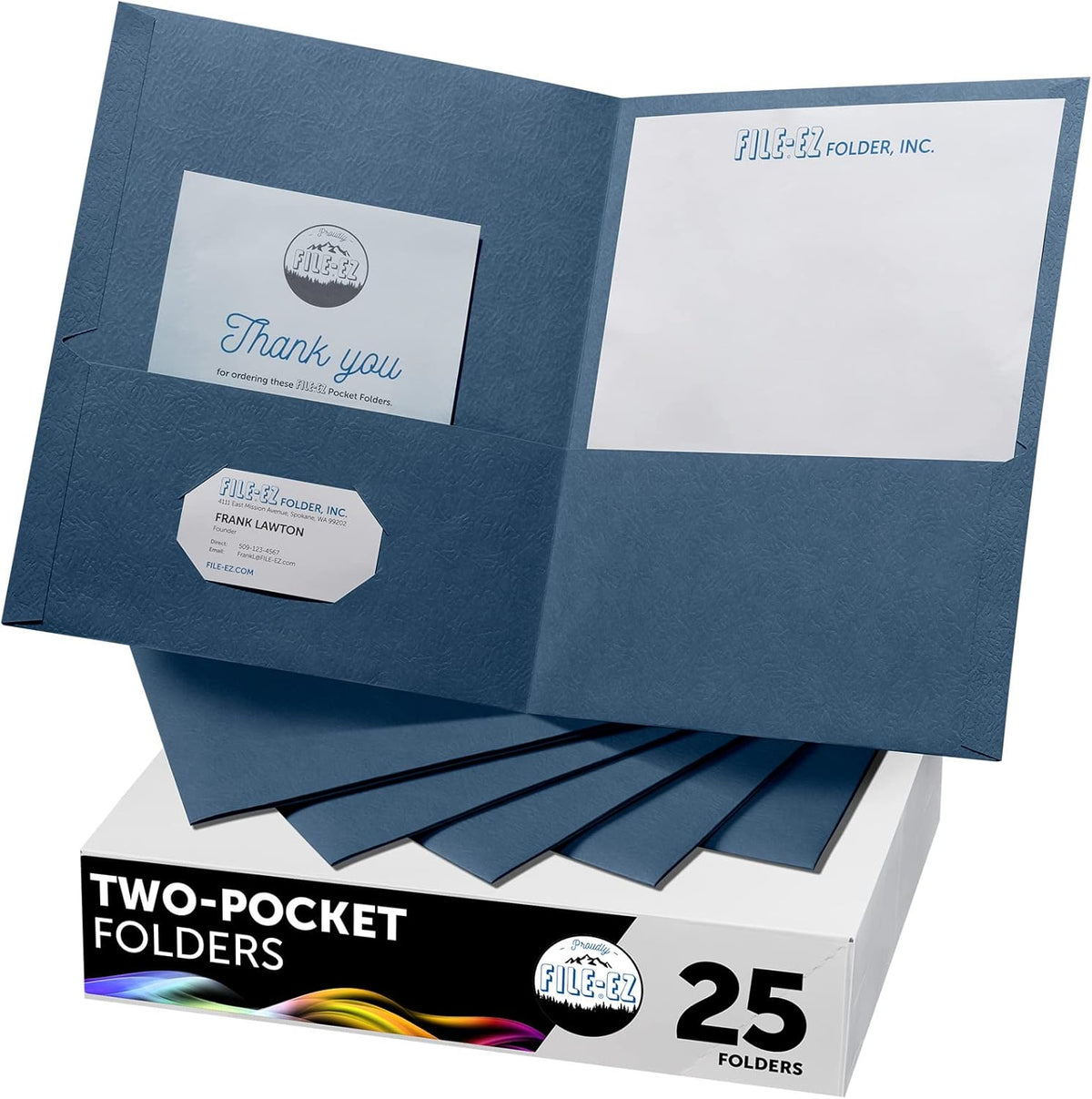 file-ez two-pocket folders, navy dark blue, 25-pack, textured, main product view