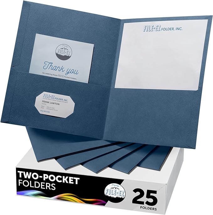 FILE-EZ Two-Pocket Folders, Textured Paper, Letter Size by FILE-EZ