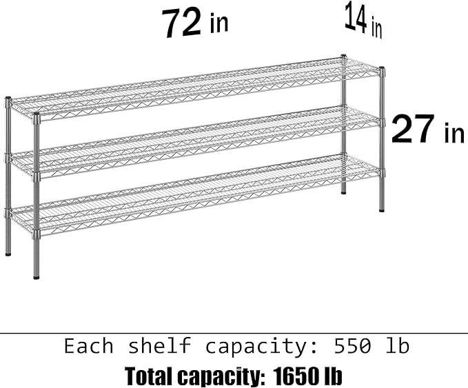 Regal Altair 14" Deep x 72" Wide x 27" Height Wire Shelving Kit | 3-Tier | NSF - Image 3