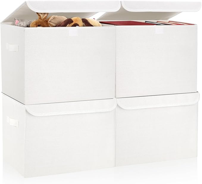 Bagnizer Large 22 Quart Linen Fabric Foldable Storage Bin Cube Organizer Basket by Bagnizer