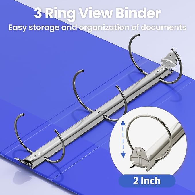 SUNEE 3 Ring Binder 2 Inch 1 Pack, Cobalt Blue - Image 3