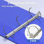 SUNEE 3 Ring Binder 2 Inch 1 Pack, Cobalt Blue - Image 3