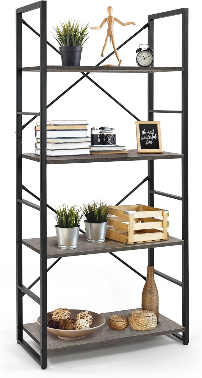 CAPHAUS 4 Tier Bookshelf, 24 Inch Width Free Standing Shelf, Bookcase Shelf by CAPHAUS