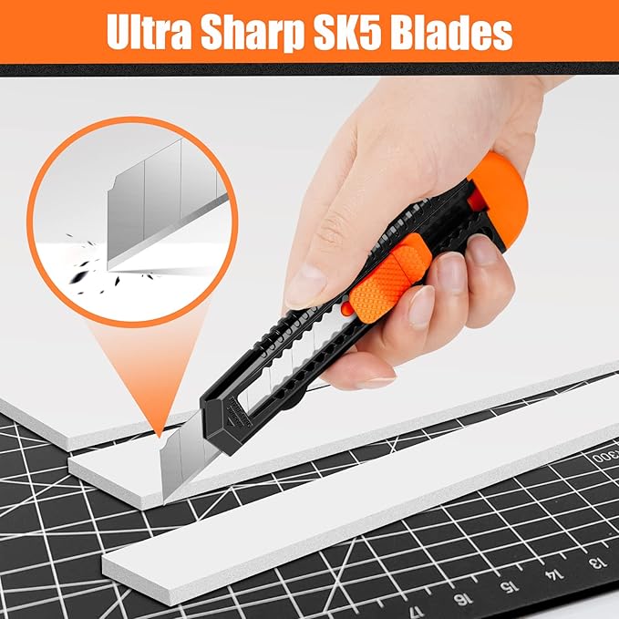 DIYSELF Box Cutter, 24 Pack Box Cutters Retractable Razor Blades Utility Knife - Image 4
