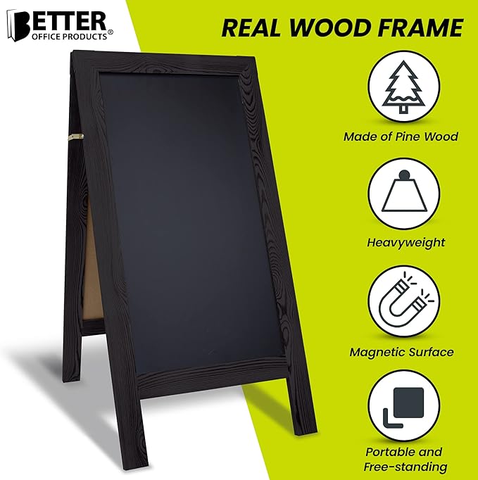 Better Office Products Magnetic A-Frame Chalkboard Sign, Extra Large 20" x 40" - Image 5