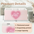 URLLUAE Preppy Pink Heart Aura Inspirational Wooden Pen Pencil Holder - Image 6