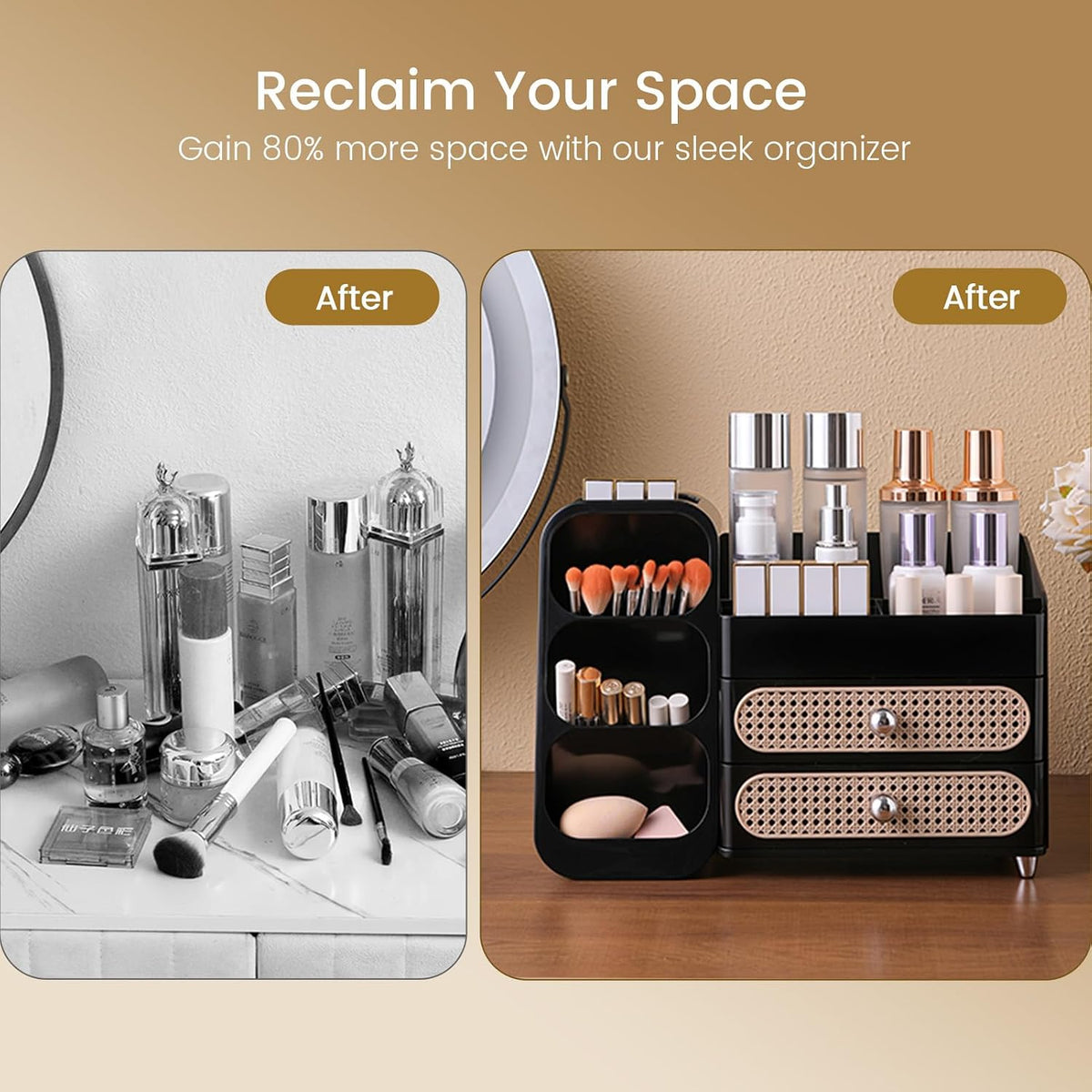 Aveniee Makeup Organizer with Drawers, Large Bathroom Countertop Organizer fo...