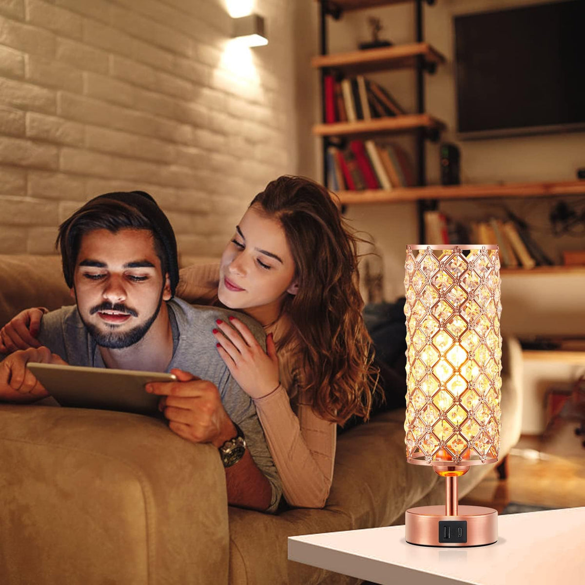pink crystal table lamp, 3 way dimmable touch, main product view