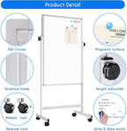 maxtek Rolling White Board, 44 x 28 Height Adjustable Whiteboard on Wheels - Image 5