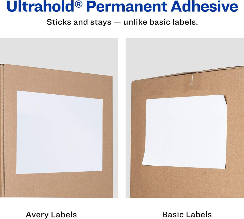 Avery Printable Shipping Labels with Sure Feed, 2" x 4" Customizable Stickers, White, 500 Blank Mailing Labels Total, Great for Mailing, Shipping, and More (2-Pack of 8163)