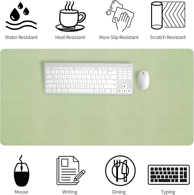 Bloss 47.2" x 24" Large Desk Mat, Leather Desk Mat, Large Mouse Pad + Keyboard - Image 4