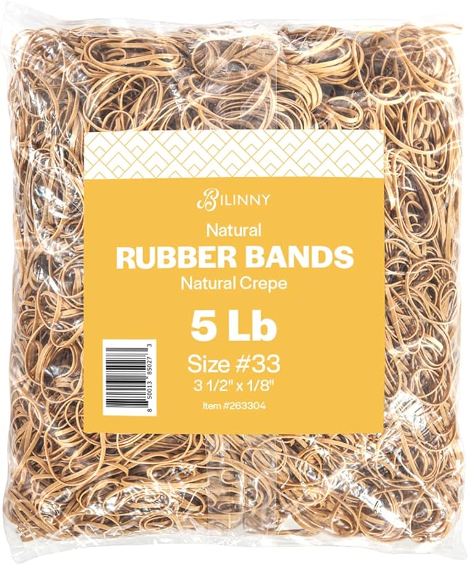 BILINNY Rubber Bands Size 33, Bulk Pack of 5lb Tan Rubber Bands, Made In USA by BilinnyGreetingCards