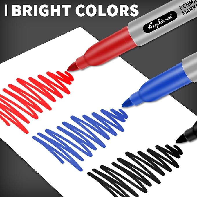 craftinova Fine Point Assorted Colors Permanent Markers Set, Works on Paper - Image 3