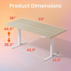 HUANUO 63 x 28 inch Electric Standing Desk Adjustable Height, 4 Memory Height - Image 3