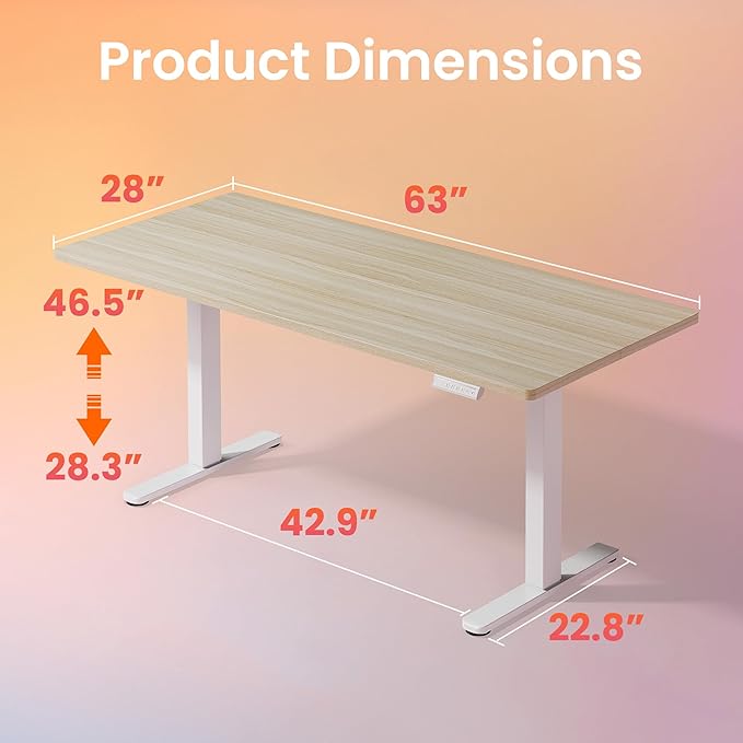 HUANUO 63 x 28 inch Electric Standing Desk Adjustable Height, 4 Memory Height - Image 3