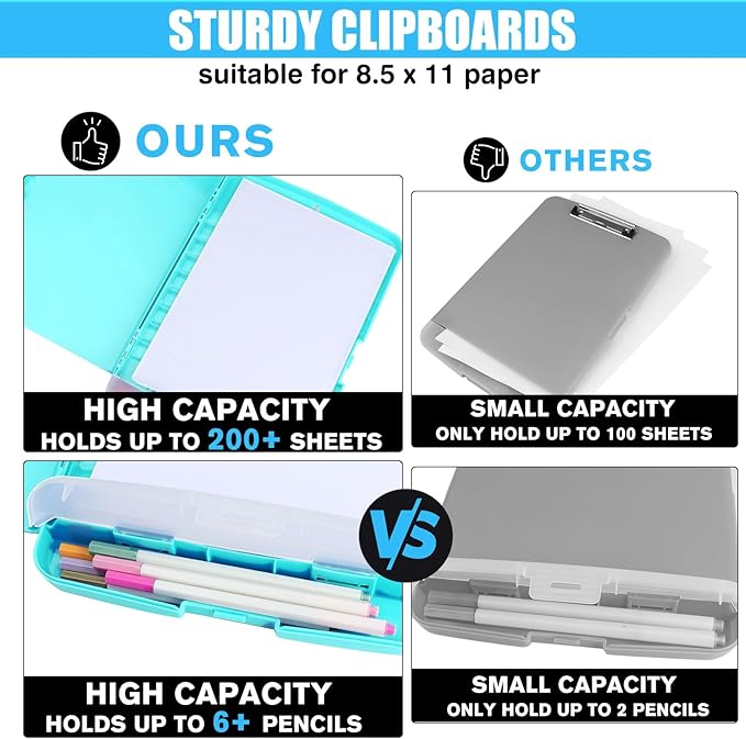 Plastic Clipboard with Storage, TFDLCG zm Clip Boards 8.5x11 with Pen Holder - Image 4