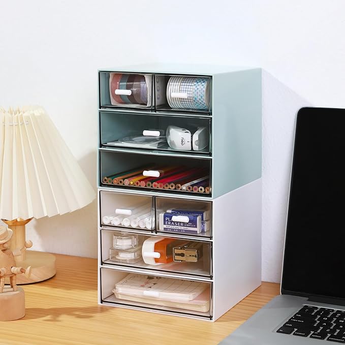 MILULUGO Makeup Organizer with 4 Drawers, Desk Organizer, Cosmetics Storage Box - Image 4