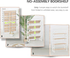 4NM No Assembly Extra Wide 4 Tiers Folding Bookshelf Storage Shelves Vintage - Image 6
