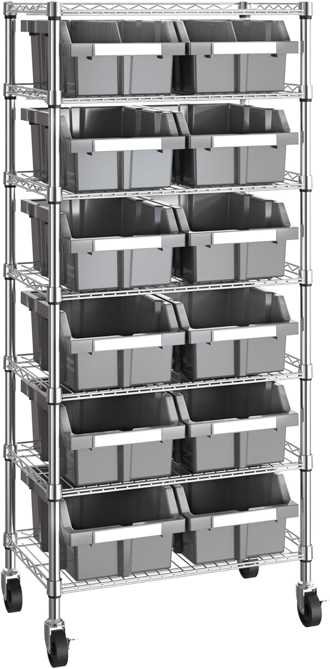 Seville Classics Heavy Duty NSF Bin Rack Solid Steel Wire Shelving Storage Unit by SevilleClassics