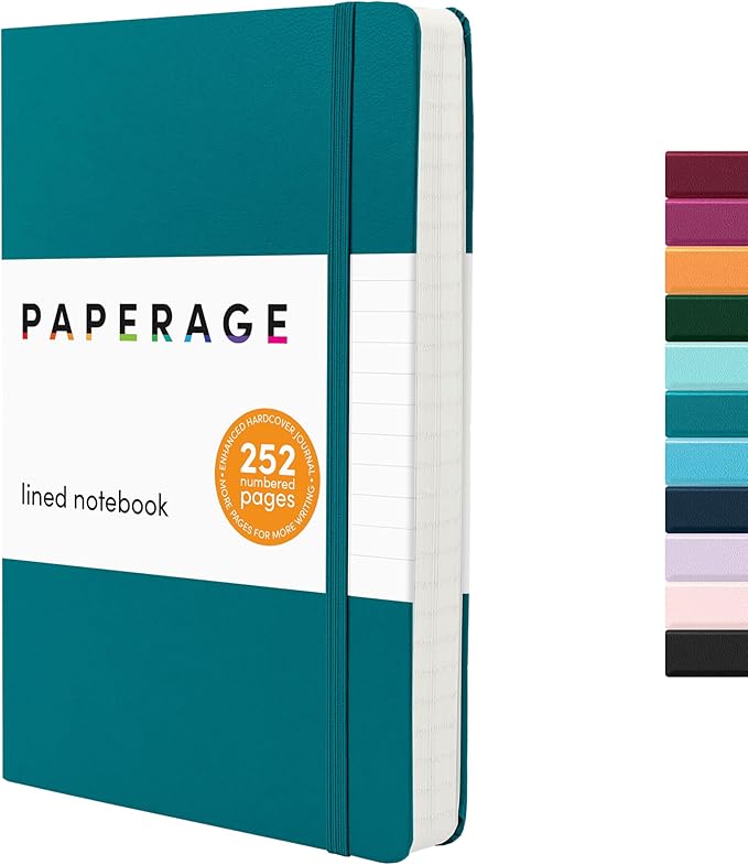 PAPERAGE Lined Journal Notebook, 252 Pages, Medium 5.6 in x 8 in by PAPERAGE