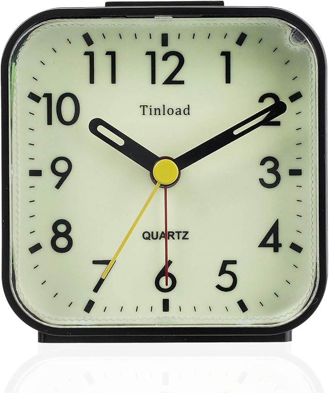 Tinload Small Battery Operated Analog Travel Alarm Clock Silent Non Ticking - Image 4