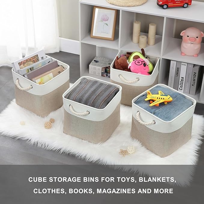 Mangata Canvas Storage Boxes, 11.8 Inch Cube Storage Bins Set of 6 - Image 7