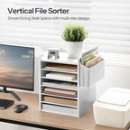 HOOBRO Adjustable Countertop Mail Sorter, 6 Tier Wooden Paper Organizer - Image 3
