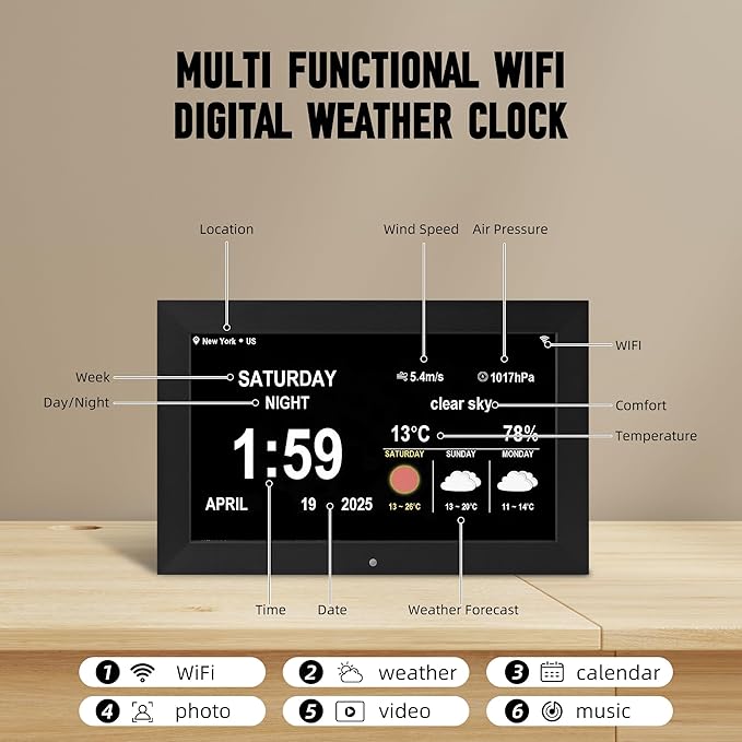 Memwake Digital Alarm Clock, Clock - Image 3