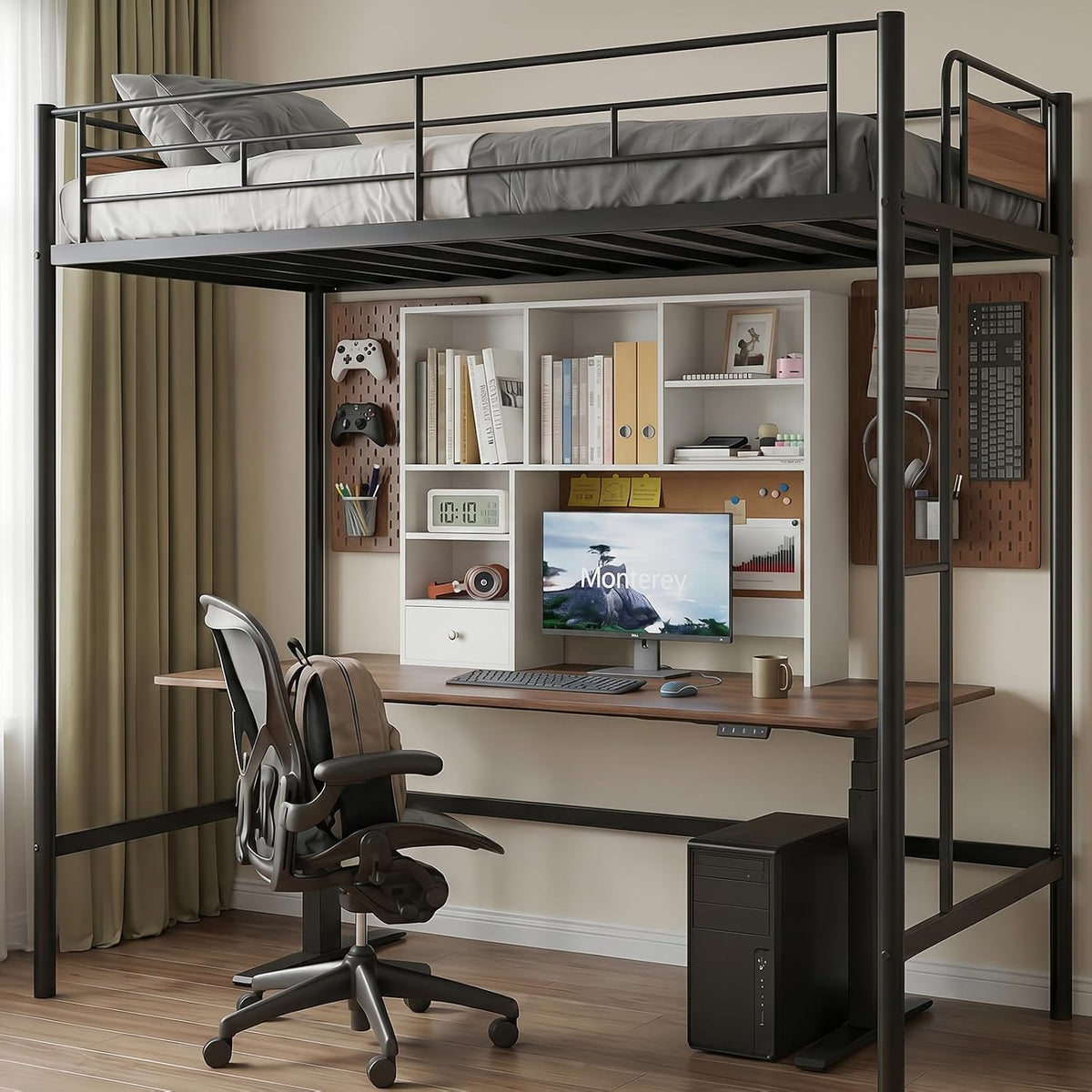 Desk Hutch Dorm with Cork Board, Shelves and Drawer