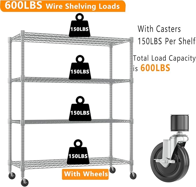 Himimi Storage Shelves 60"W Wire Shelving - Image 6