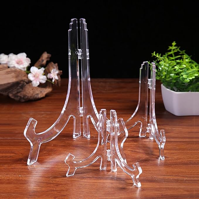LonlyEagle 6 Pack 9 Inch Clear Plastic Easels or Stand/Plate Holders to Display - Image 3