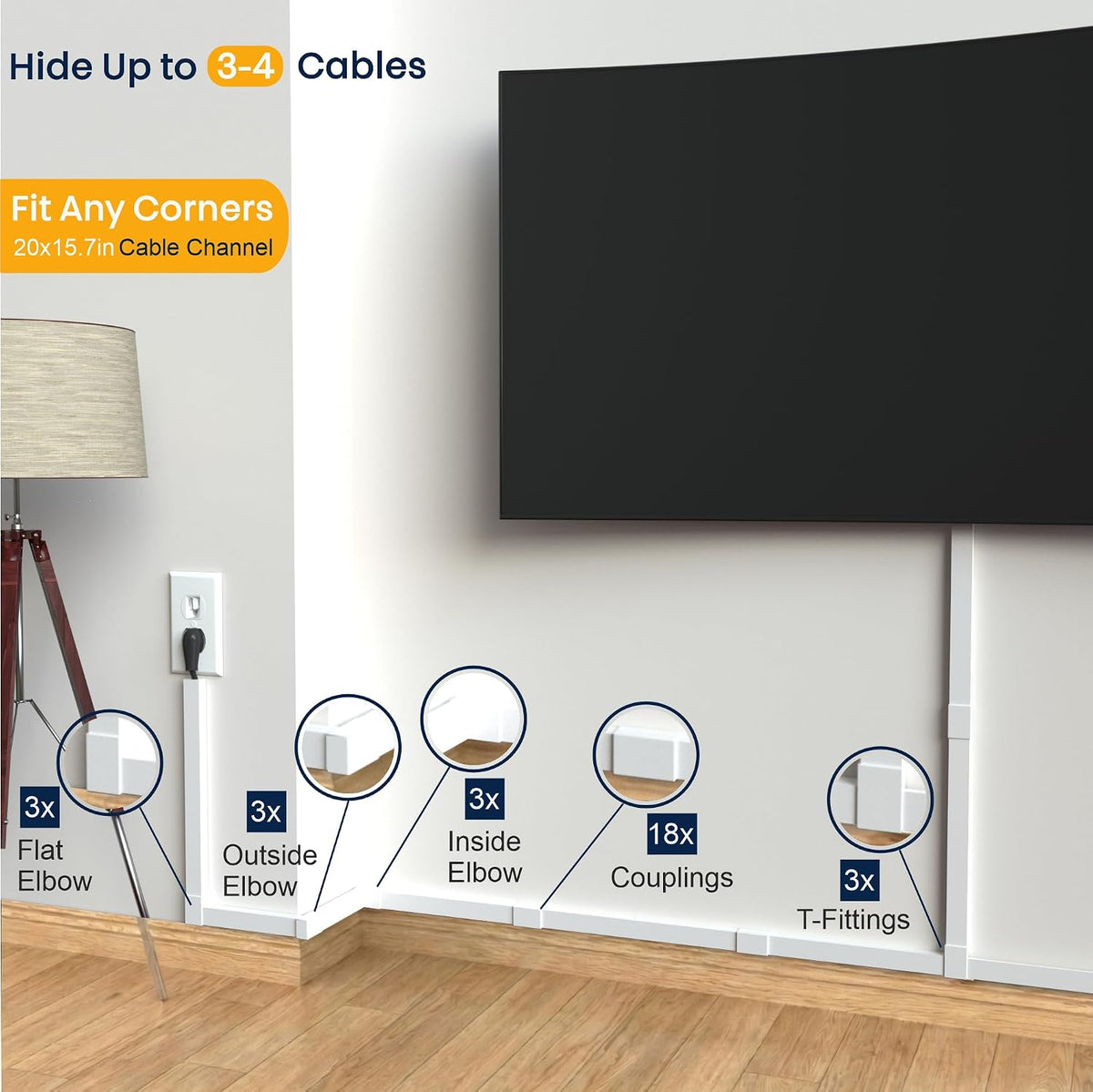 Cord Hider, Wire Cover, Cord Covers Wall Mounted TV, Cable Hider, 315 in Pain...