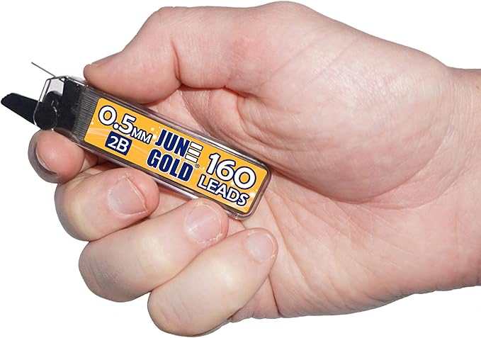June Gold 640 Pieces, 0.5 mm 2B Lead Refills, 160 Pieces Per Dispenser - Image 2
