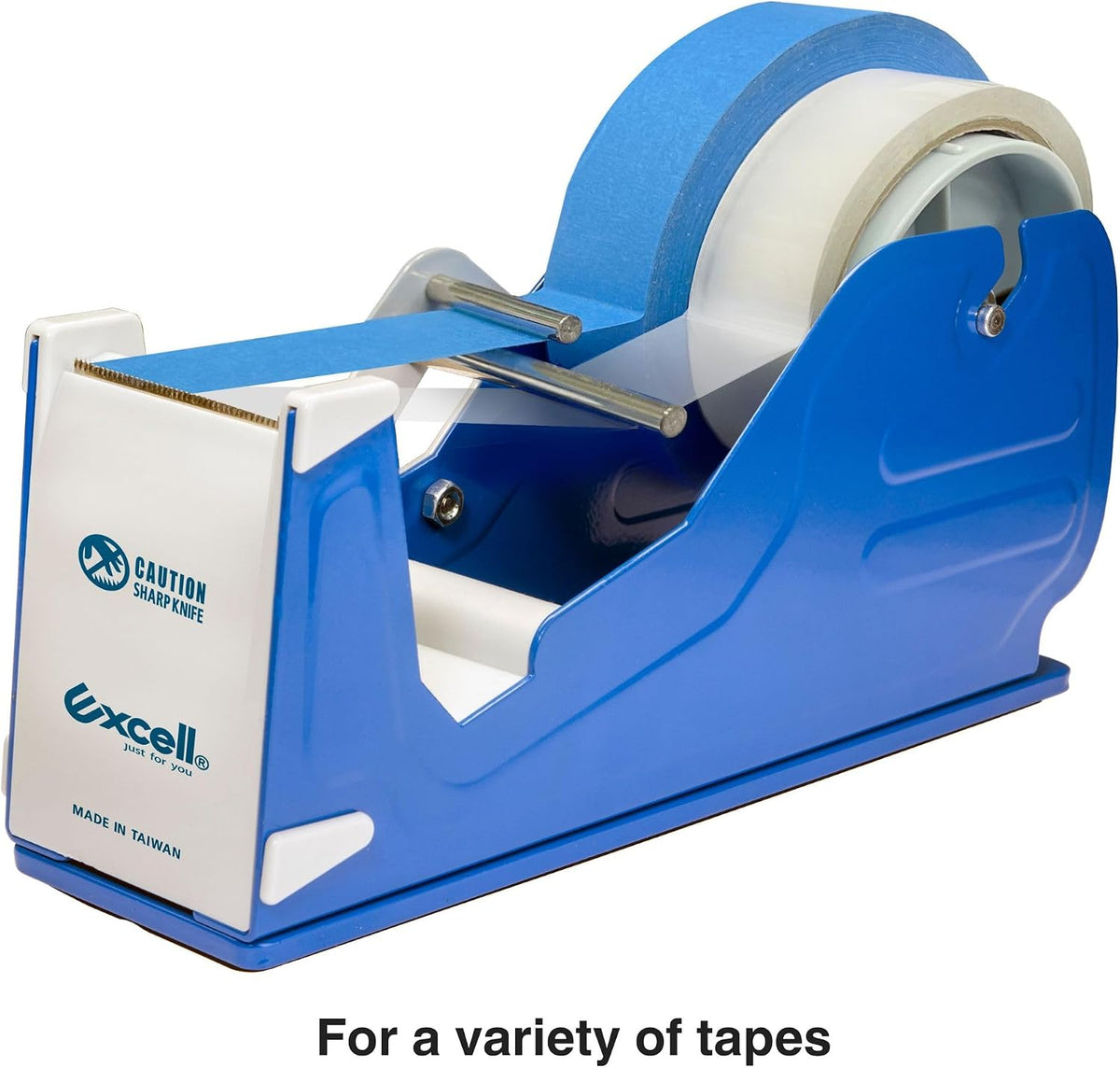 Excell Deluxe Twin Wide Metal Multi-Roll Desktop Tape Dispenser with Tiered M...