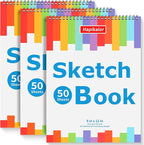 3-Pack 50 Sheets 9" x 12" Sketch Book, Spiral Bound Art Sketchbook, Bulk School by Hapikalor