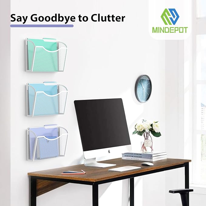 MINDEPOT Wall File Organizer, Hanging Wall Mounted File Folder Binder Holder - Image 6