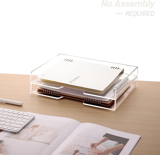 SANRUI Stackable Paper Tray, Acrylic File Organizer, Paper Tray Organizer - Image 6